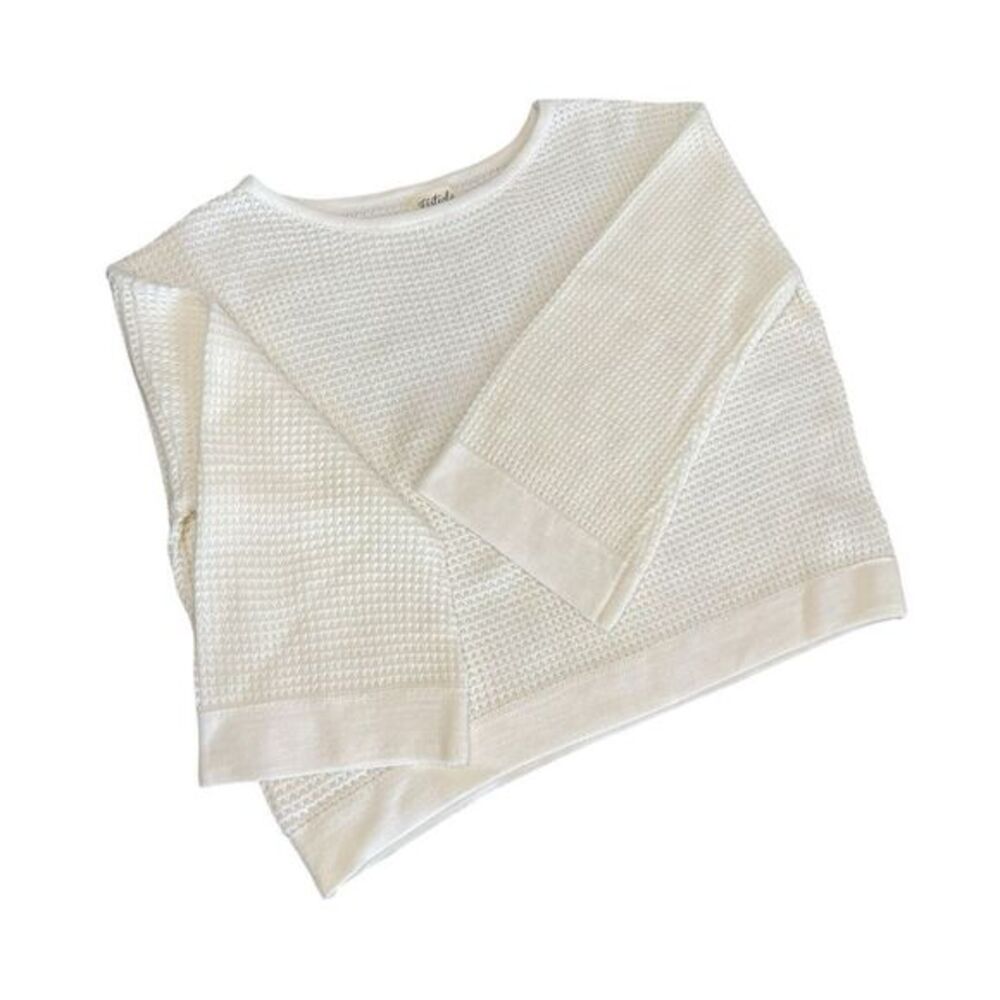 listicle wide-sleeved waffle knit sweater